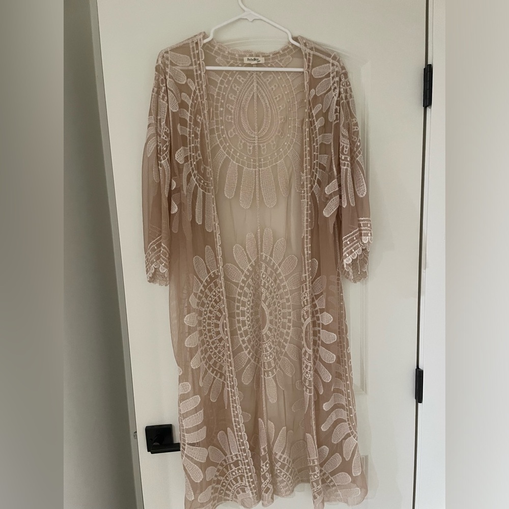 Rebellion Beige Embroidered Cover-Up